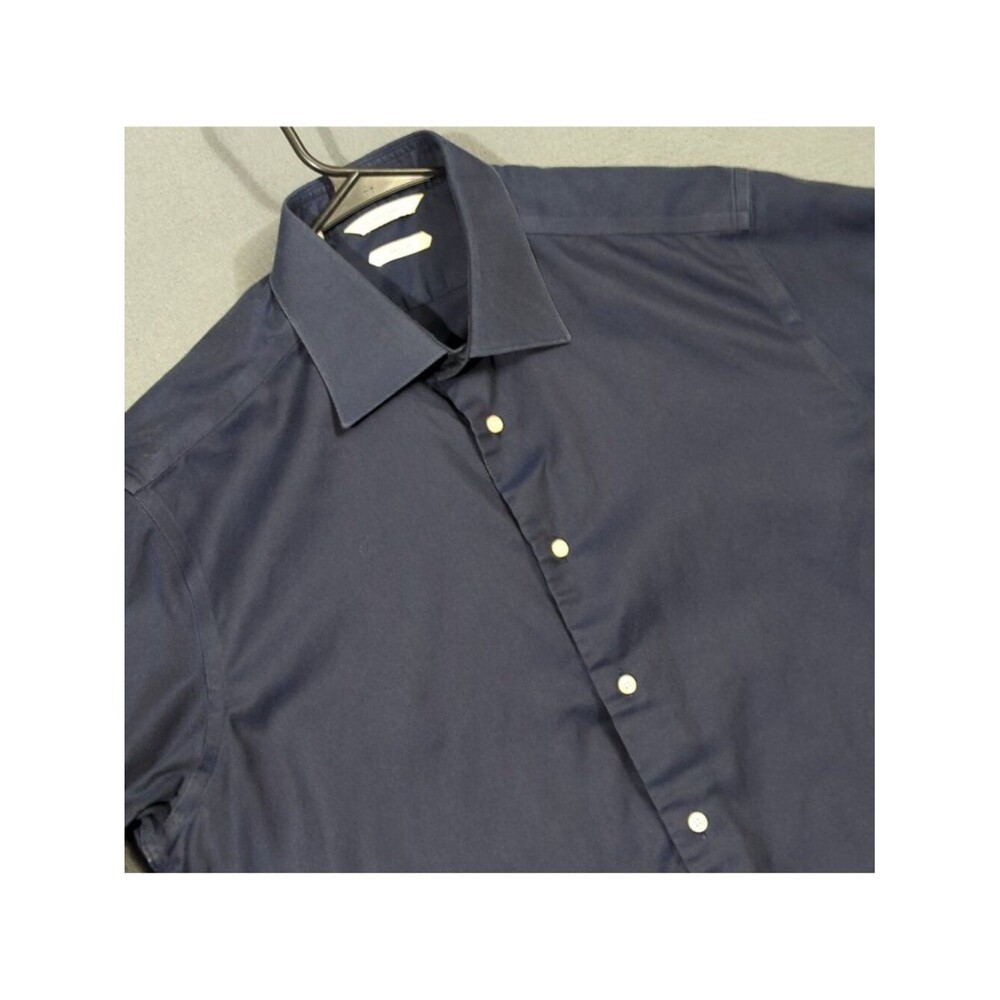 Suit Supply Shirt Men's 16.5 x 42 Blue Traveller Slim Fit Long Sleeve Button Up